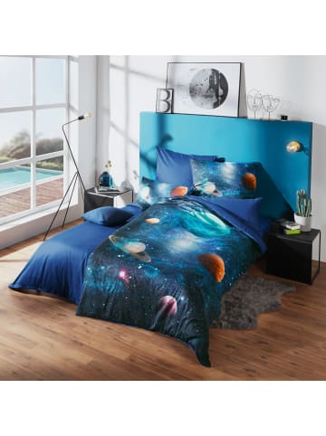 Erwin Müller Mako-Satin Wendebettwäsche in ozeanblau