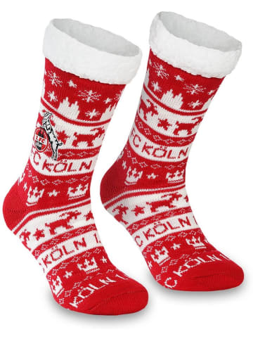 Fußballverein 1. FC Köln Socke "Hüttensocken Rut UN Wiess" in Rot