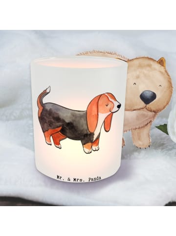 Mr. & Mrs. Panda Windlicht Klein Basset Hound Moment ohne Spruch in Transparent