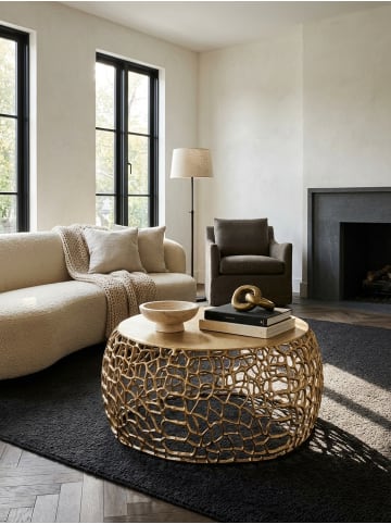 KADIMA DESIGN Couchtisch Metall 66x66x30 cm Sofatisch Aluminium Rund, Design in Gold