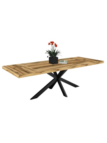 58 aufm Kessel ESSTISCH Elgin 2 175-275x80x100 Holzwerkstoff Schwarz/Plankeneiche