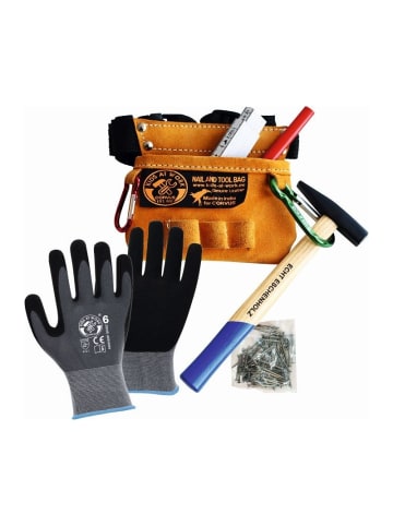 Corvus Kinder Handwerker Werkzeuggürtel mit Inhalt - Meterstab, Holzhammer, Nägel