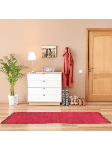 relaxdays Flickenteppich in Rot - (B)80 x (T)200 cm