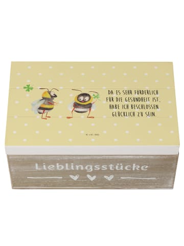 Mr. & Mrs. Panda Truhe Hummeln Kleeblatt mit Spruch in Gelb Pastell