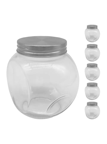 relaxdays 6x Bonbongläser in Transparent/Silber - 480 ml