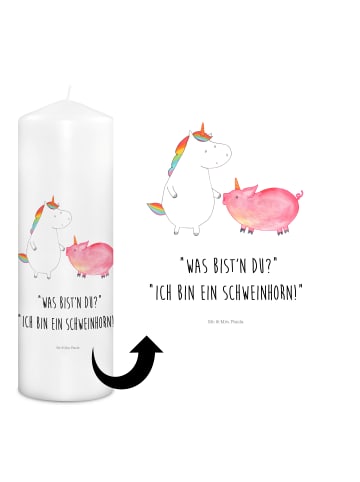 Mr. & Mrs. Panda Kerze Einhorn Schwein mit Spruch in Weiß