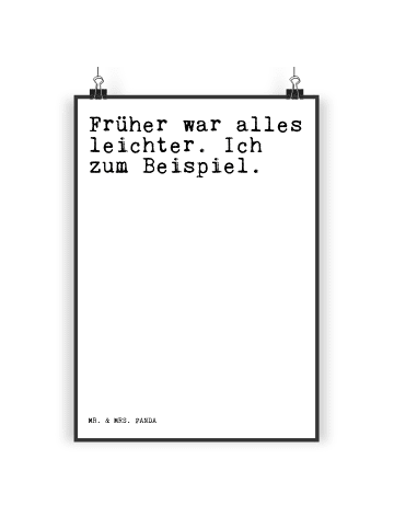 Mr. & Mrs. Panda Bild Früher war alles leichter.... mit Spruch in Weiß