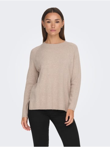 JACQUELINE de YONG Basic Strick Pullover Stretch Sweater mit Schlitzen JDYMARCO in Beige