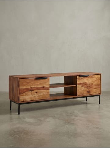 KADIMA DESIGN TV-Kommode für 60 Zoll Fernseher, Sheesham Massivholz, offene Fächer