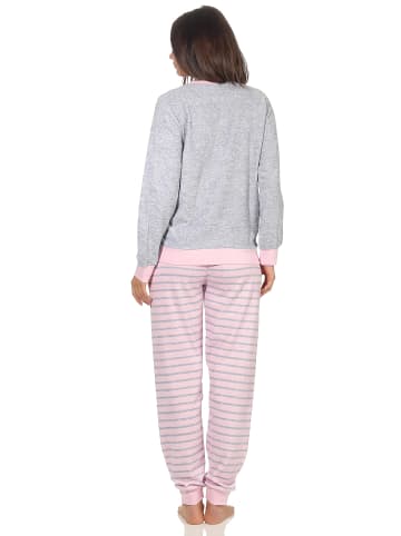 NORMANN Frottee Pyjama langarm Bündchen und Pinguin Stickerei - 50006 in Grau
