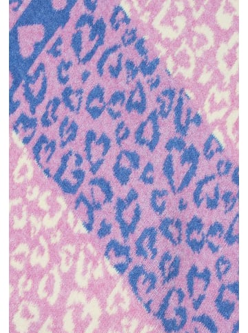 Faera Dreieckstuch Herzmotive Schriftzug Feinstrick in Rosa