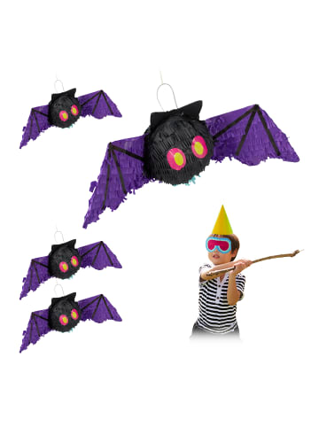 relaxdays 4 x Pinata "Fledermaus" in Schwarz