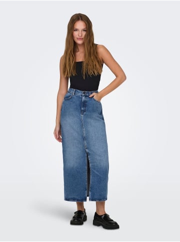 ONLY Maxi Jeans Rock mit Schlitz Stone Denim Wash in Blau