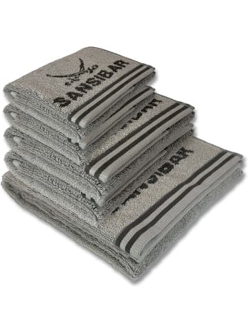 Sansibar 5-teiliges Set: Handtuch Frottier-Serie "Doubleface" in Silber/Anthrazit