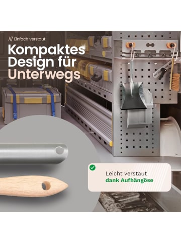 Novaliv Kehrblech Set KOKOSBORSTEN Handfeger Kehrblechgarnitur Metall mit Gumm in Braun