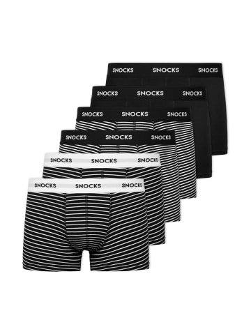 SNOCKS Boxershorts aus Bio-Baumwolle Schwarze Streifen 6 Stück