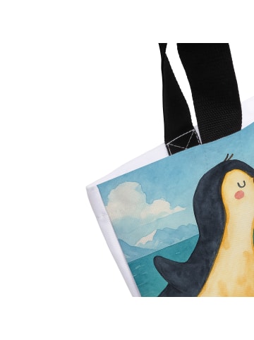 Mr. & Mrs. Panda Tote Bag Pinguine Kuss Design ohne Spruch in Weiß