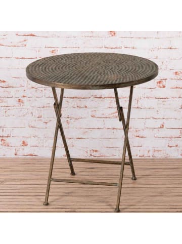 AltoBelli Beistelltisch VENETO Rund Metall Antik Gold Klapptisch 56x56 cm