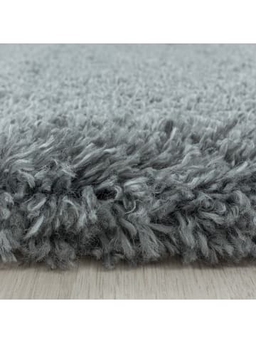 KADIMA DESIGN Teppich Hochflor Shaggy Uni Style Polypropylen Wohnzimmer in Hellgrau