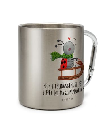 Mr. & Mrs. Panda Karabiner Tasse Smörle Rodeln mit Spruch in Silber