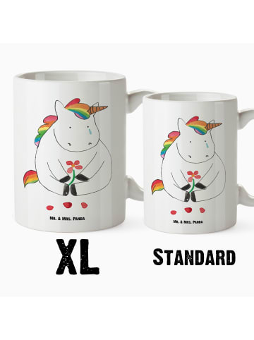 Mr. & Mrs. Panda Henkeltasse Einhorn Traurig ohne Spruch in Weiß