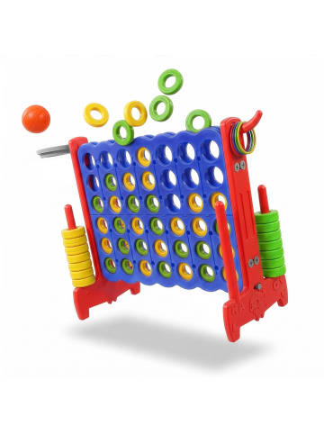 relaxdays Vier Gewinnt "3 in 1" in Blau/ Rot - (B)121 x (H)88 x (T)44 cm