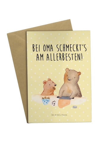Mr. & Mrs. Panda Beileidskarte Oma Backen mit Spruch in Gelb Pastell