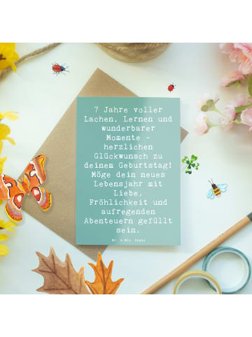 Mr. & Mrs. Panda Grußkarte Spruch 7. Geburtstag mit Spruch in Meeresbrise