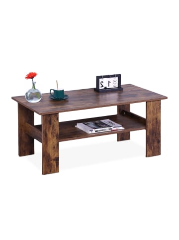 relaxdays Couchtisch "Holzoptik" in Braun - (B)100 x (H)53,5 x (T)50 cm