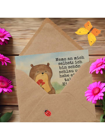 Mr. & Mrs. Panda Grußkarte Otter Blumenstrauß Design mit Spruch in Weiß