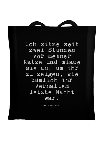 Mr. & Mrs. Panda Umhängetasche Ich sitze seit zwei... mit Spruch in Schwarz