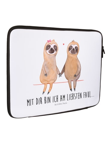 Mr. & Mrs. Panda Notebook Tasche Faultier Pärchen mit Spruch in Weiß