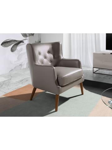 Angel Cerdá Chester-Sessel 5085 in Dunkelgrau / Walnuss – (B)75 x (H)80 x (T)89 cm