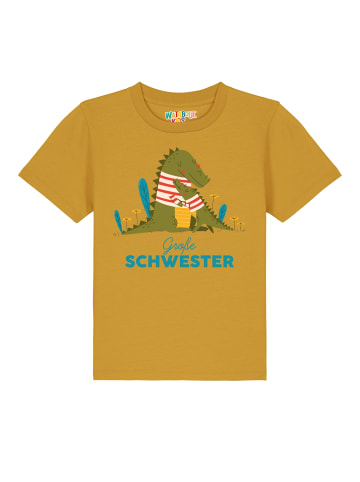 wat? Apparel T-Shirt Krokodil Große Schwester in Ocker