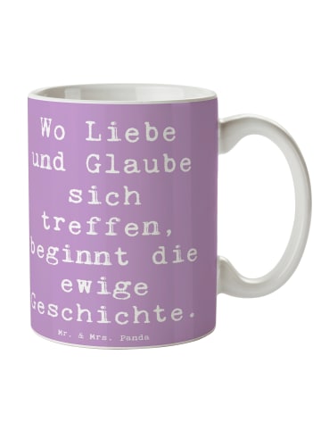 Mr. & Mrs. Panda Tasse Kirchliche Trauung Liebe Glaube mit Spruch in Lavendeltraum