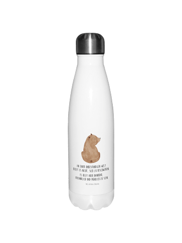 Mr. & Mrs. Panda Thermo-Trinkflasche Bär Schulterblick mit Spruch in Weiß