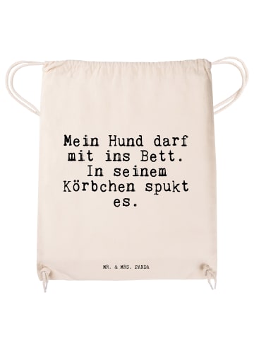 Mr. & Mrs. Panda rucksack beutel Mein Hund darf mit... mit Spruch in Creme
