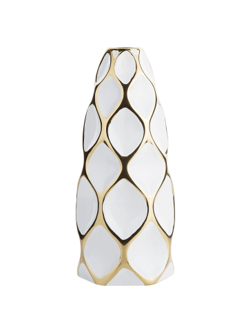 Beliani Blumenvase AVILA in Weiß/Gold - (W) 15 x (H) 36 x (L) 15 cm