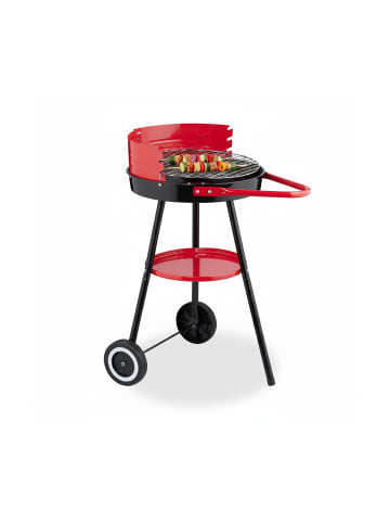 relaxdays Holzkohlegrill in Schwarz/ Rot - Ø 42 cm