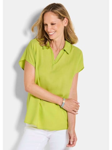 GOLDNER Kurzgröße:  Schlupfbluse Uni Bluse mit Hemdkragen in hellgrün