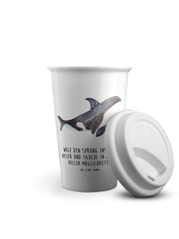 Mr. & Mrs. Panda Travel Mug Orca mit Spruch in Weiß