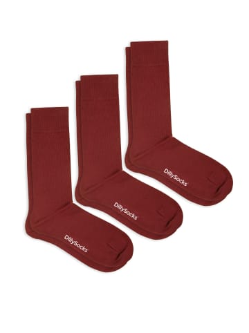 DillySocks 3er Set Socken One Color Smooth in Smooth Wine Red