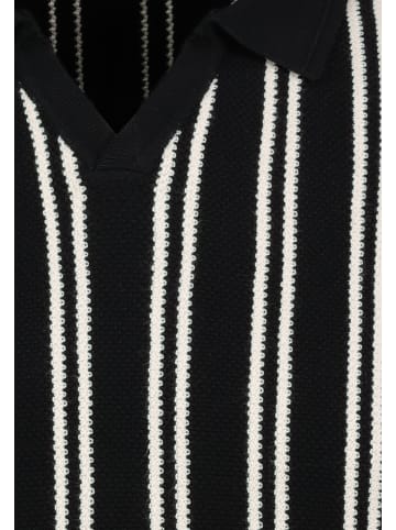 Sublevel Klassisches Kurzarm Poloshirt Rippbündchen in Schwarz