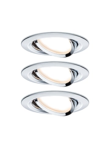 paulmann LED Einbaustrahler Set Nova Coin 3er rund, schwenkbar, dimmbar in Chrom- Ø: 84m