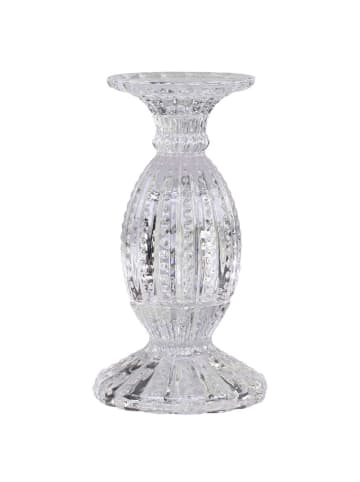 Chic Antique Kerzenhalter mit Perlkante Glas Klar 19x10 cm