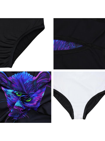 Aquarti Mädchen Badeanzug mit Ringerrücken Print in schwarz Modell 3