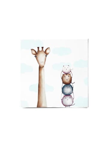 Dori's Prints Kunstdruck auf Leinwand "Die Giraffe und Ihre Freunde" in Beige/Blau