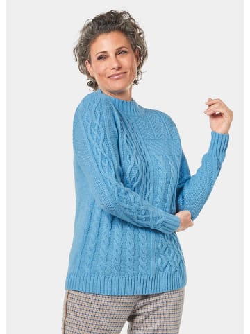 GOLDNER Kurzgröße:  Stehbundpullover in himmelblau