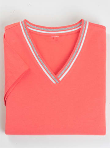 Sieh an! V-Shirt in korallenrot