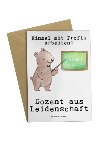 Mr. & Mrs. Panda Grußkarte Dozent Leidenschaft mit Spruch in Weiß
